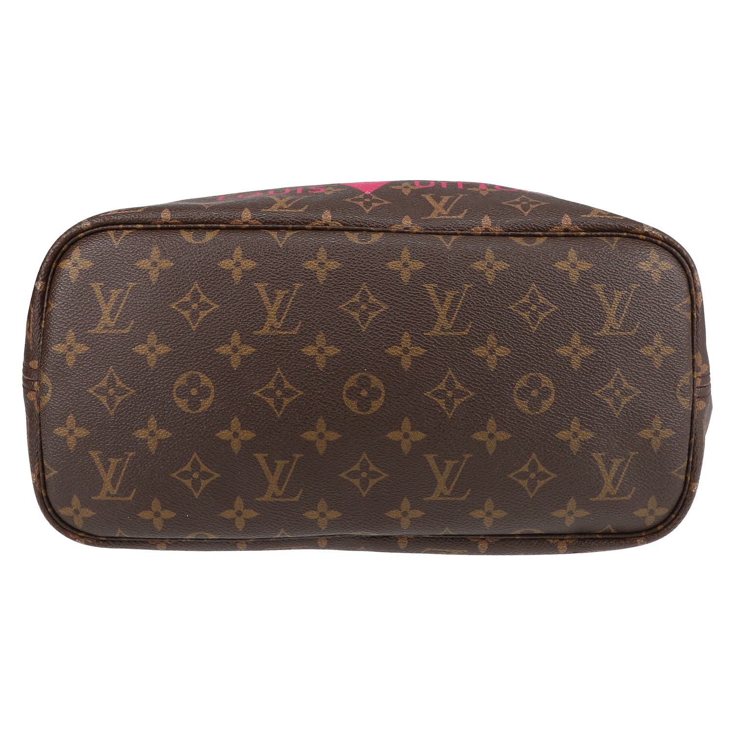 Louis Vuitton  Neverfull Editions Limitées medium model  shopping bag  monogram canvas  and natural leather - Detail D4