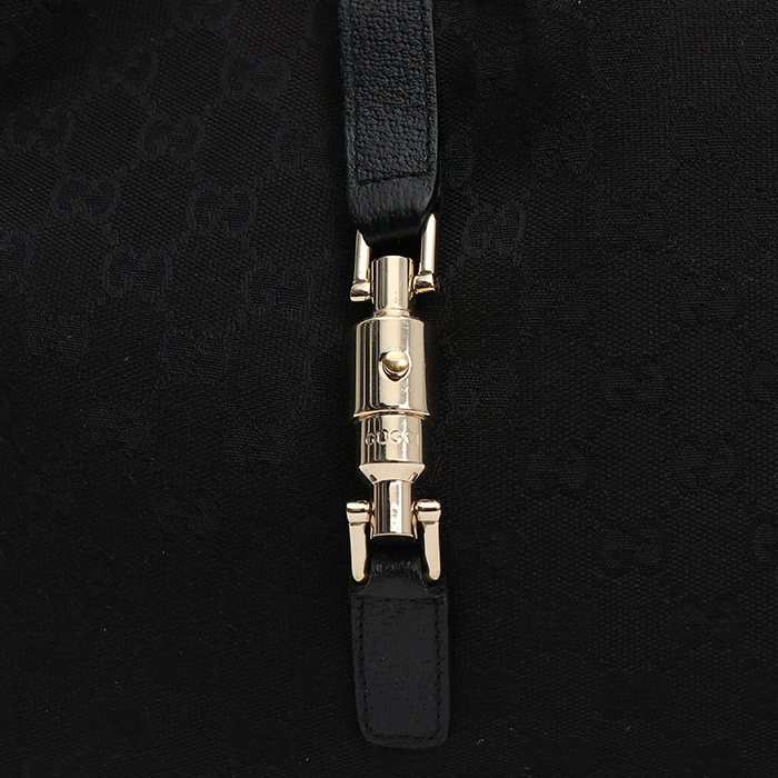 Gucci  Jackie vintage handbag  in black logo canvas  and black leather - Detail D1