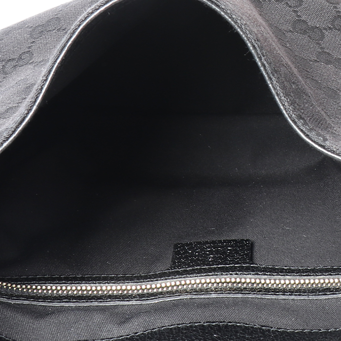 Gucci  Jackie vintage handbag  in black logo canvas  and black leather - Detail D2