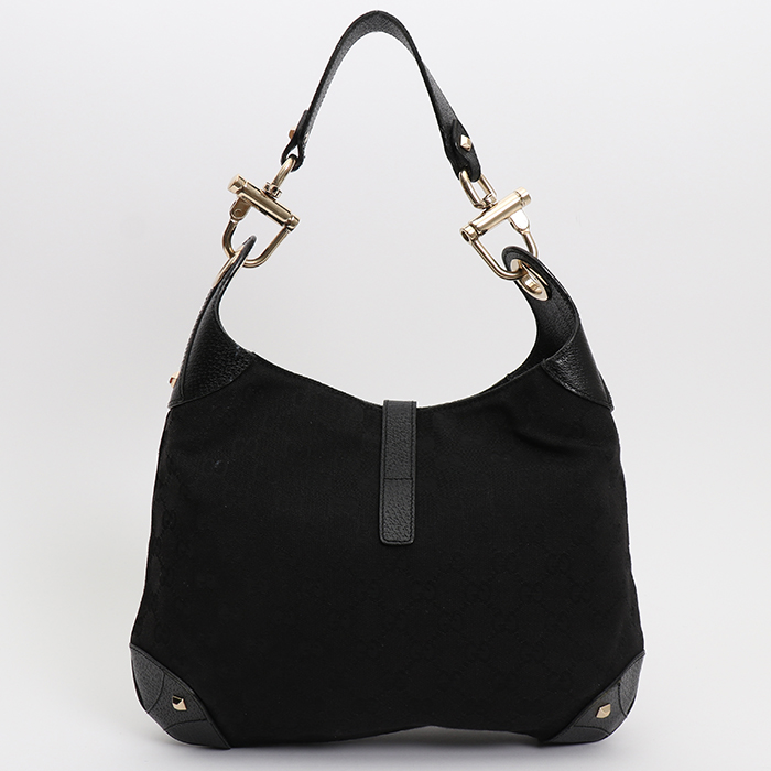 Sac à main Gucci  Jackie vintage en toile siglée noire et cuir noir - Detail D7