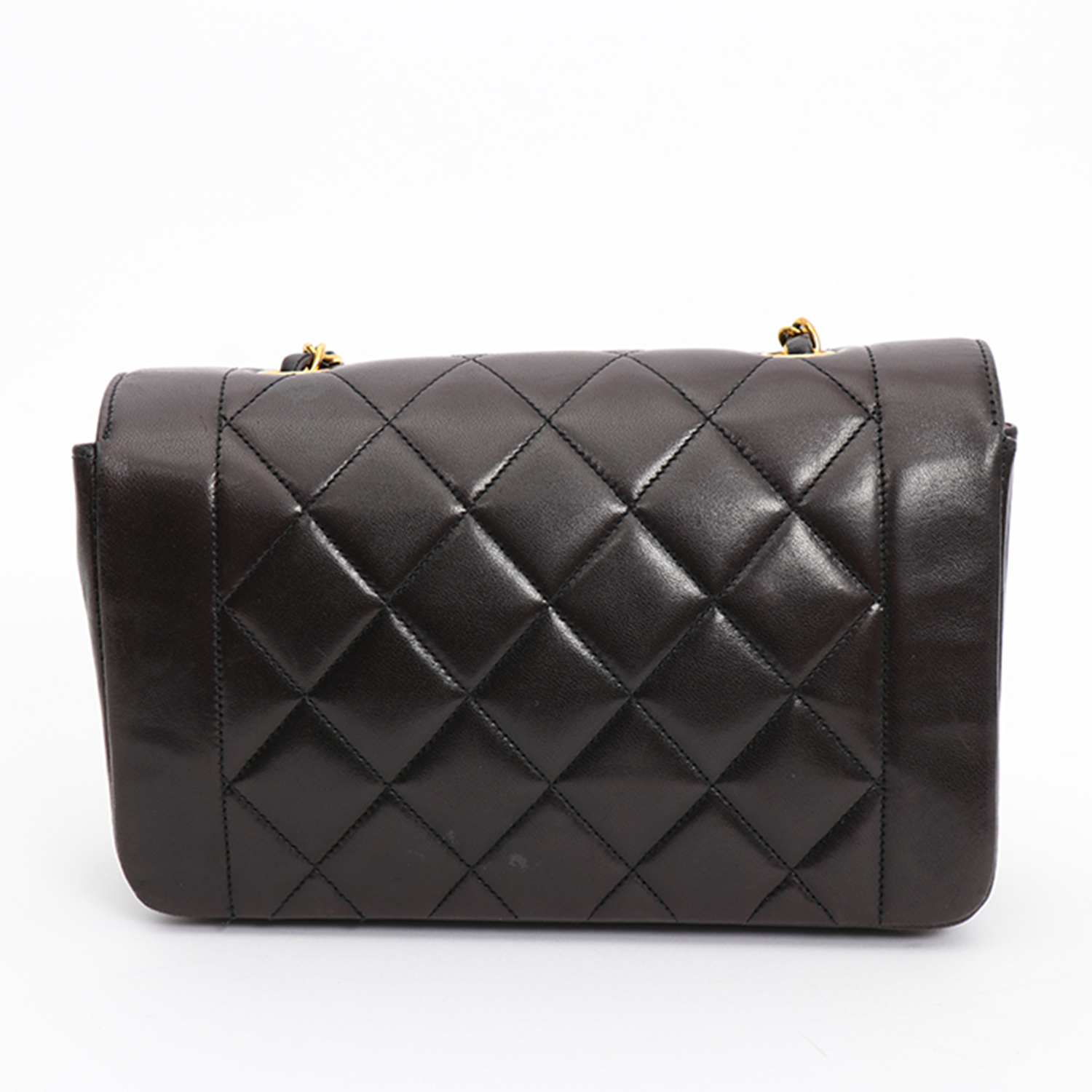 Chanel Diana shoulder bag in brown quilted leather - Detail D7