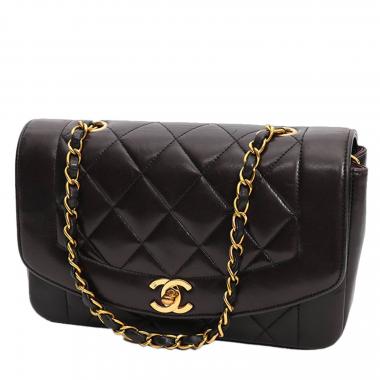 Bolso bandolera Chanel  Diana en cuero acolchado marrón