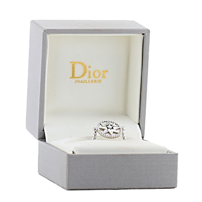 Twisted Dior Rose des vents ring in white gold, mother of pearl and diamond - Detail D2