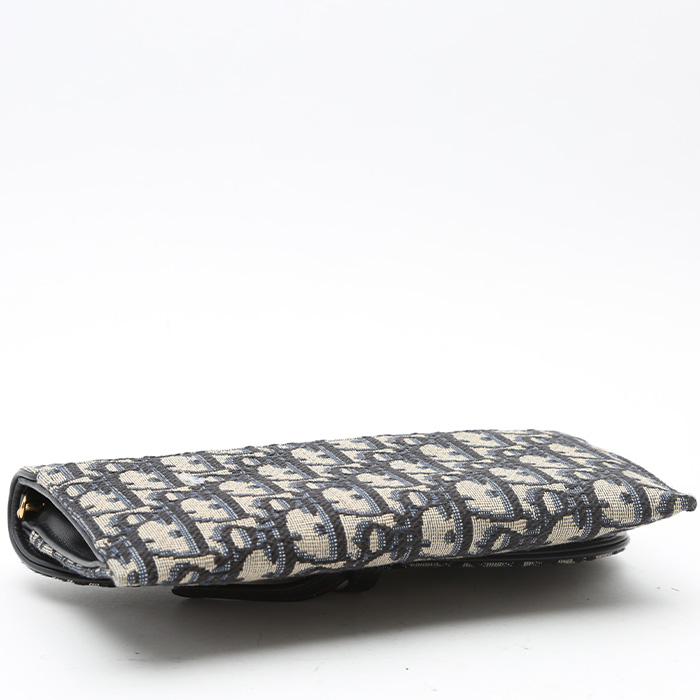 Sac bandoulière Dior  Wallet on Chain en toile monogram Oblique bleue - Detail D4