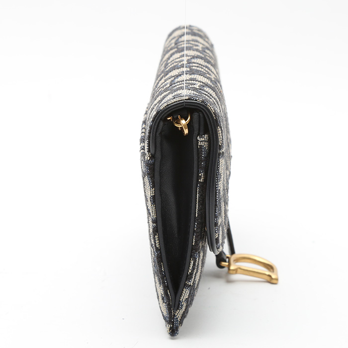 Borsa a tracolla Dior  Wallet on Chain in tessuto a monogramma Oblique blu - Detail D6