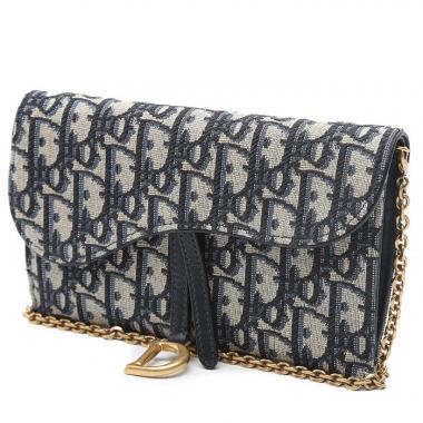 Bolso bandolera Dior  Wallet on Chain en lona Monogram Oblique azul