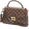 Louis Vuitton  Croisette shoulder bag  in ebene damier canvas  and brown leather - 00pp thumbnail