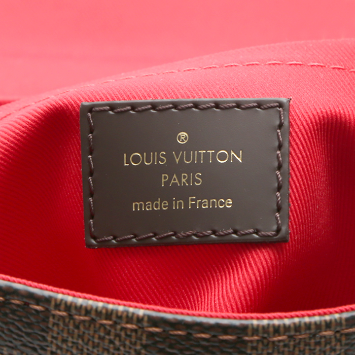 Bolso bandolera Louis Vuitton  Croisette en lona a cuadros ébano y cuero marrón - Detail D1