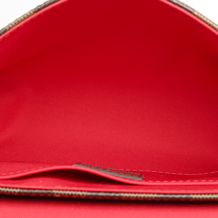 Borsa a tracolla Louis Vuitton  Croisette in tela a scacchi ebana e pelle marrone - Detail D2