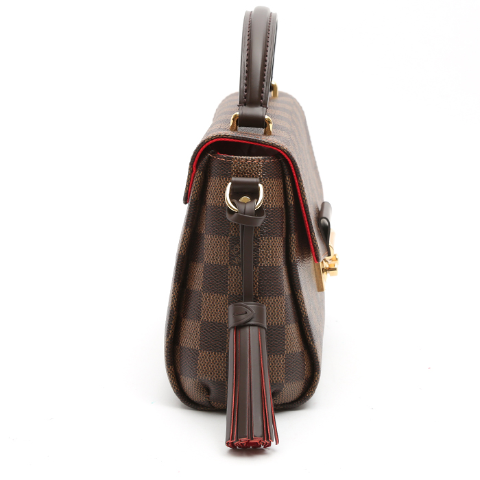 Bolso bandolera Louis Vuitton  Croisette en lona a cuadros ébano y cuero marrón - Detail D6