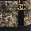Chanel  Gabrielle  small model  shoulder bag  in gold quilted leather  and black smooth leather - Detail D1 thumbnail