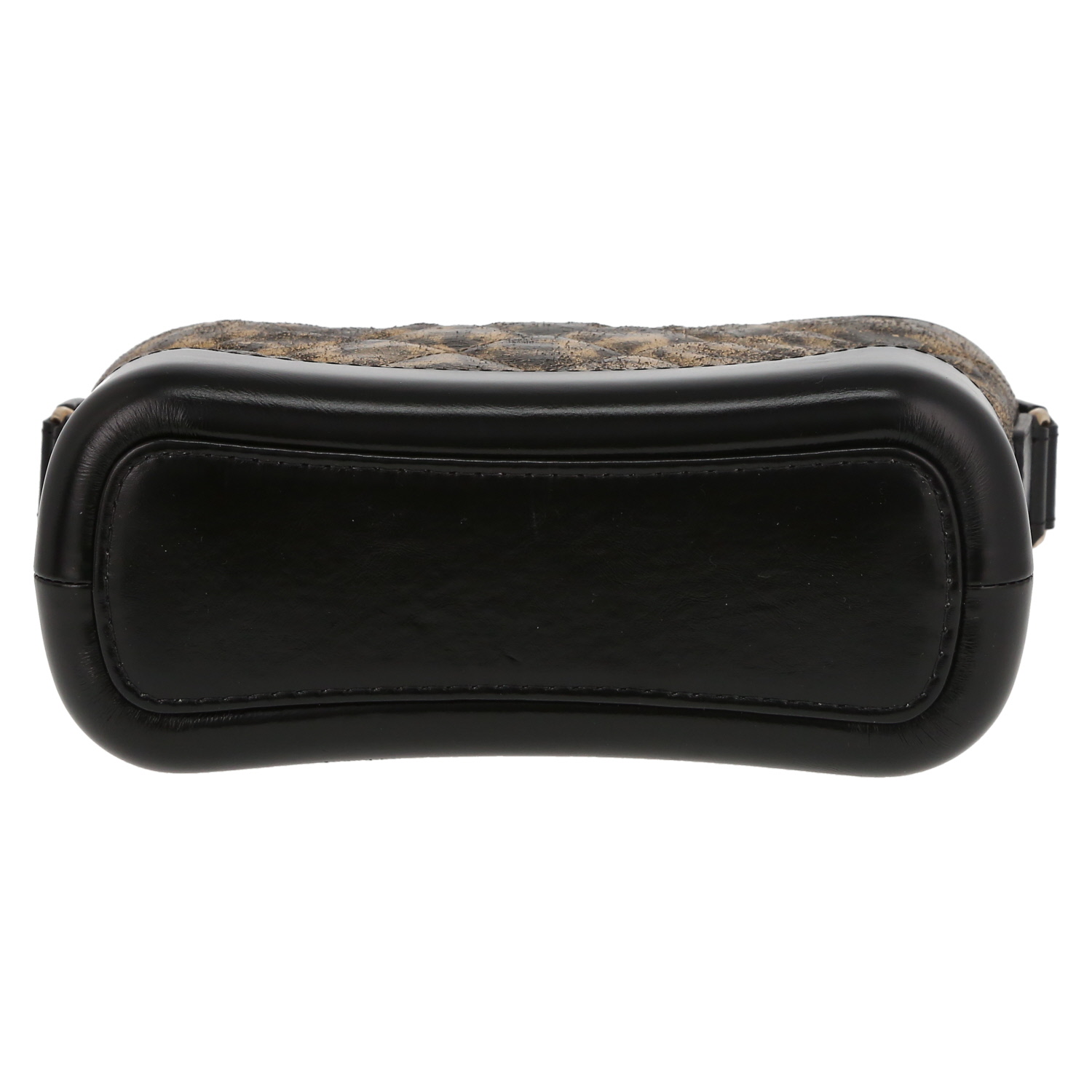 Sac bandoulière Chanel  Gabrielle  petit modèle  en cuir matelassé doré et cuir lisse noir - Detail D4