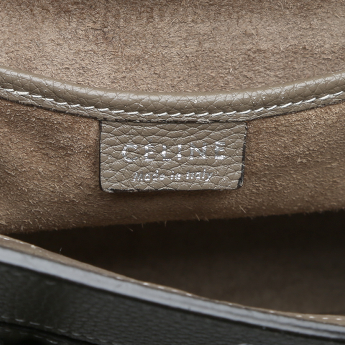 Sac bandoulière Celine  Luggage Nano petit modèle  en cuir taupe - Detail D3