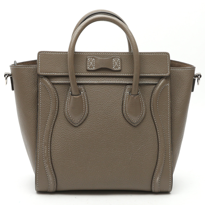 Borsa a tracolla Celine  Luggage Nano modello piccolo  in pelle color talpa - Detail D7