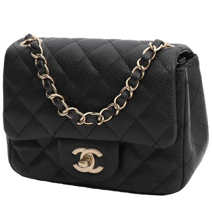 Chanel - Black Quilted Lambskin Classic Square Flap Mini