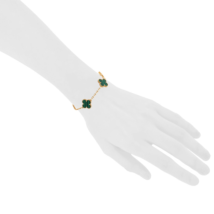 Van Cleef & Arpels Alhambra Vintage bracelet in yellow gold and malachite - Detail D1