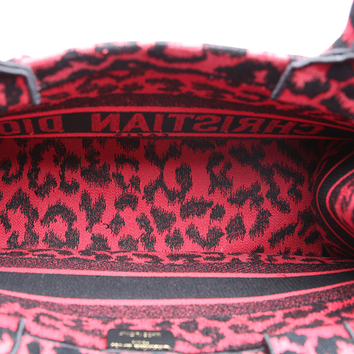 Sac cabas Dior  Book Tote moyen modèle  en toile rose et noire - Detail D2