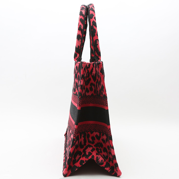 Sac cabas Dior  Book Tote moyen modèle  en toile rose et noire - Detail D6