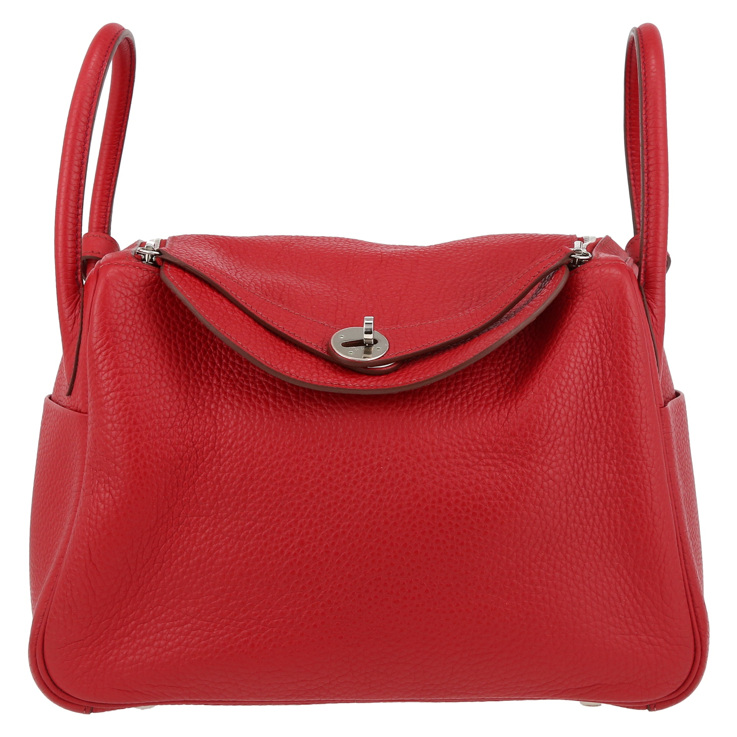Bolso de mano Hermès  Lindy 26 cm en cuero togo rojo - Detail D2