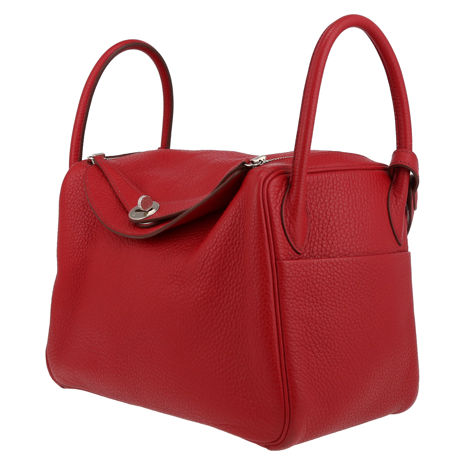 Bolso de mano Hermès  Lindy 26 cm en cuero togo rojo - Detail D3