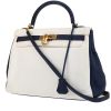 Bolso de mano Hermès  Kelly 32 cm en cuero togo blanco y azul - 00pp thumbnail