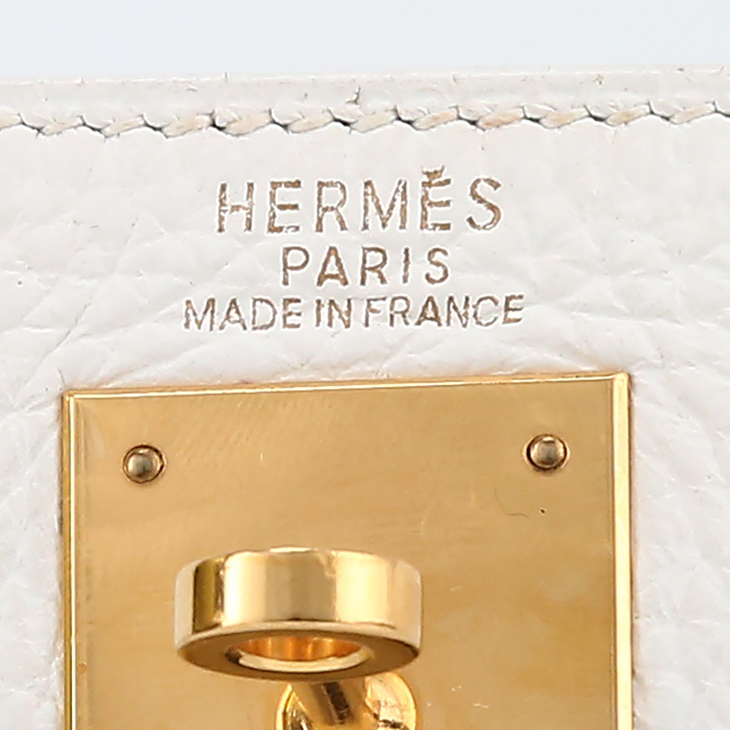 Borsa Hermès  Kelly 32 cm in pelle togo bianca e blu - Detail D9