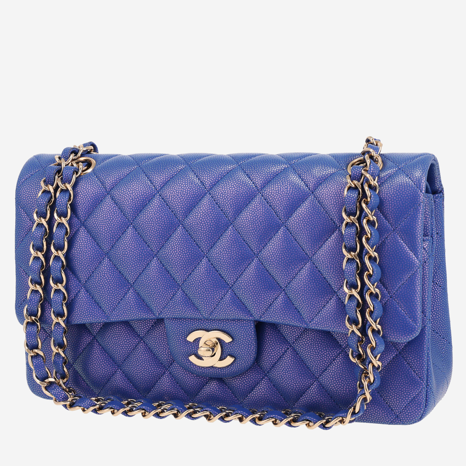 Chanel Timeless Classic handbag in blue quilted grained leather