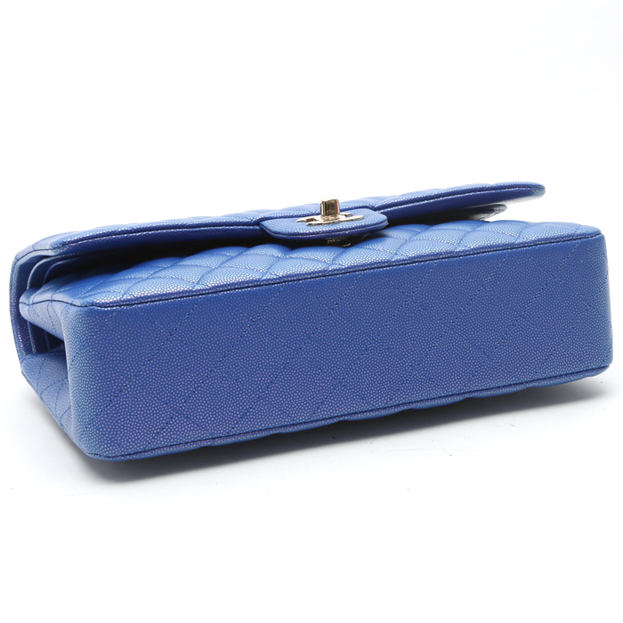 Borsa Chanel Timeless Classic in pelle martellata e trapuntata blu - Detail D4