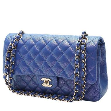 Borsa Chanel  Timeless Classic in pelle martellata e trapuntata blu