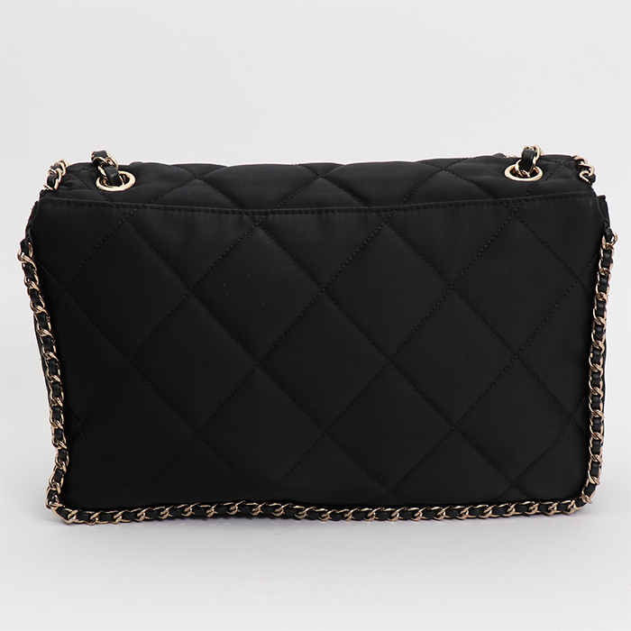 Borsa Chanel  Timeless Jumbo in raso nero - Detail D7