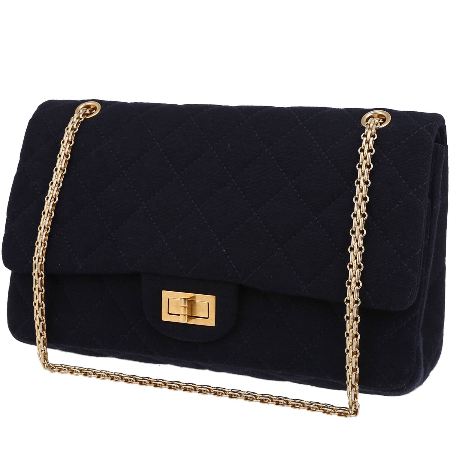 Chanel Chanel 2.55 handbag in navy blue jersey