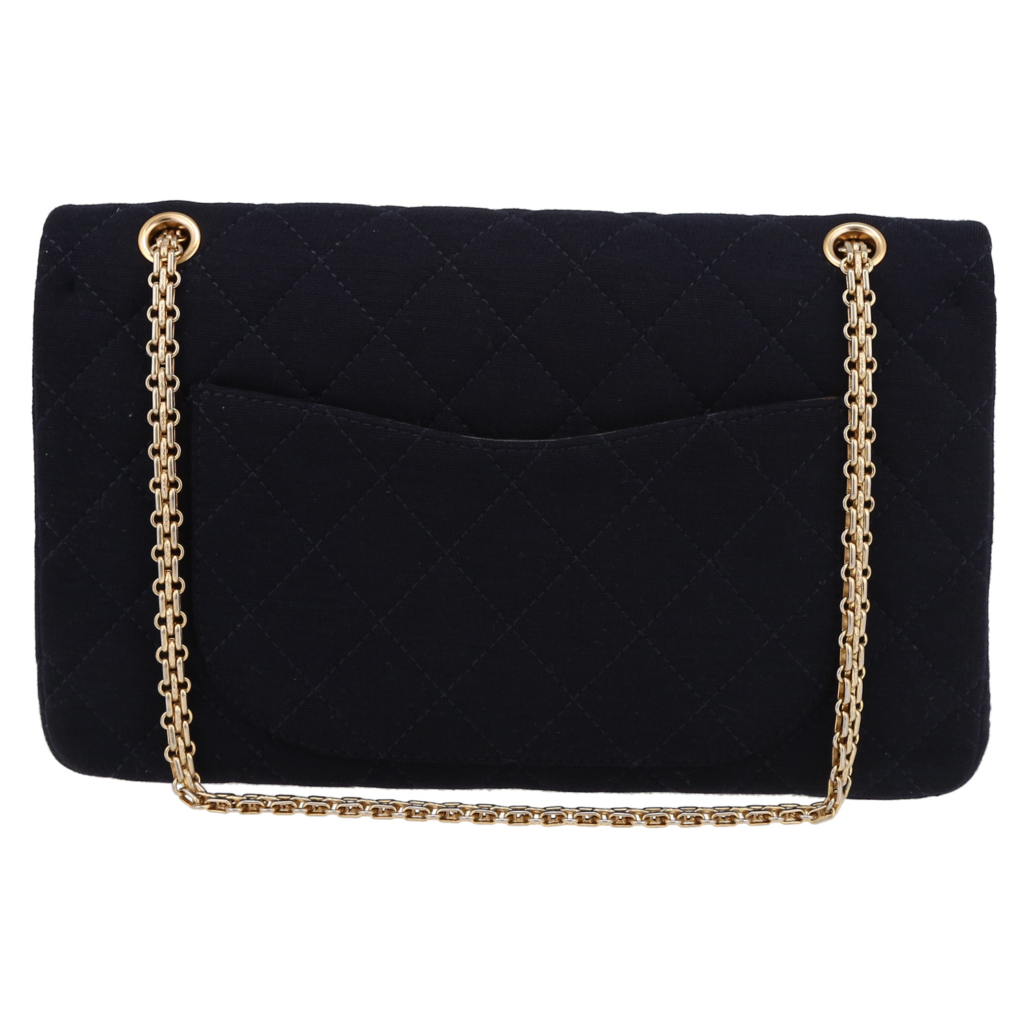Chanel  Chanel 2.55 handbag  in navy blue jersey - Detail D7