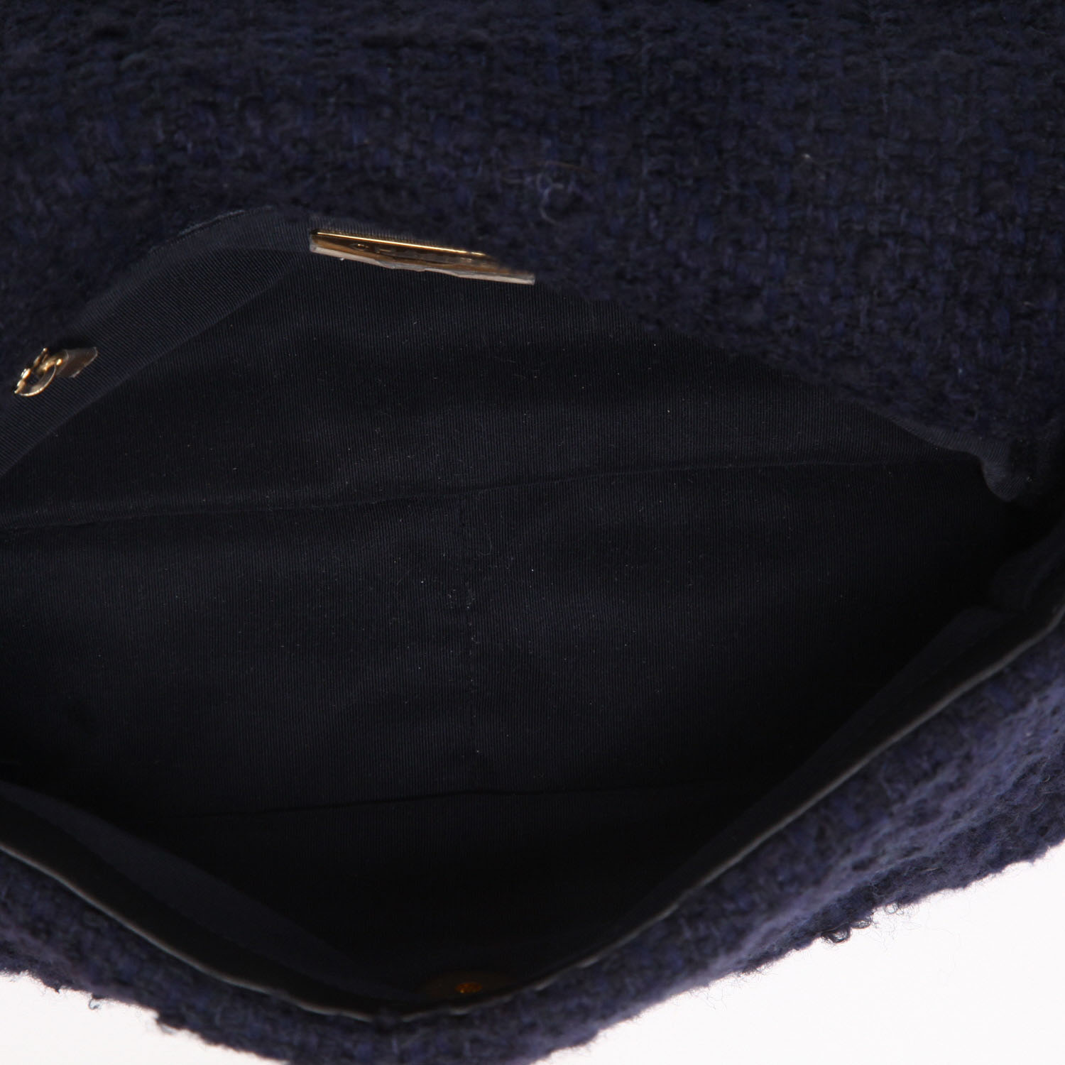 Chanel 19 large model shoulder bag in navy blue jersey canvas - Detail D8