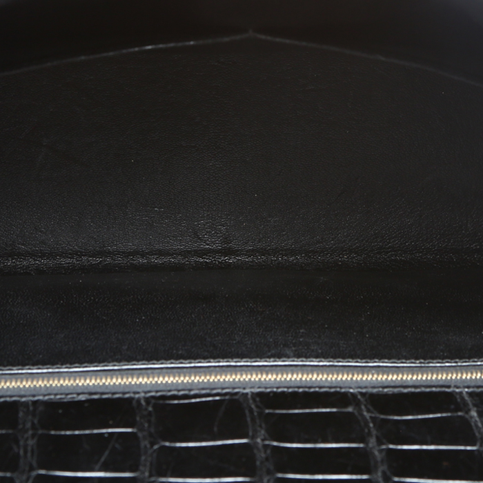 Bolso de mano Hermès  Kelly 32 cm en cocodrilo porosus negro - Detail D2
