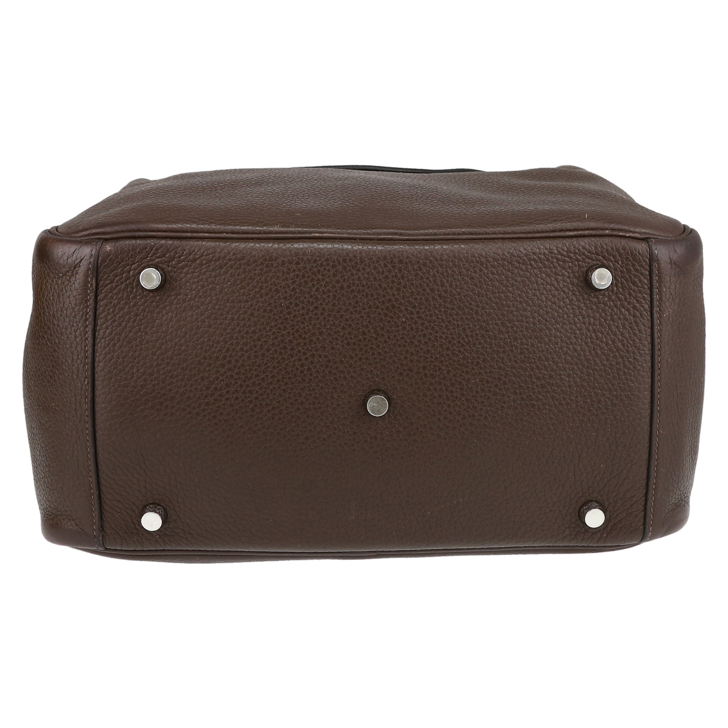 Bolso de mano Hermès  Lindy 30 cm en cuero togo marrón - Detail D4