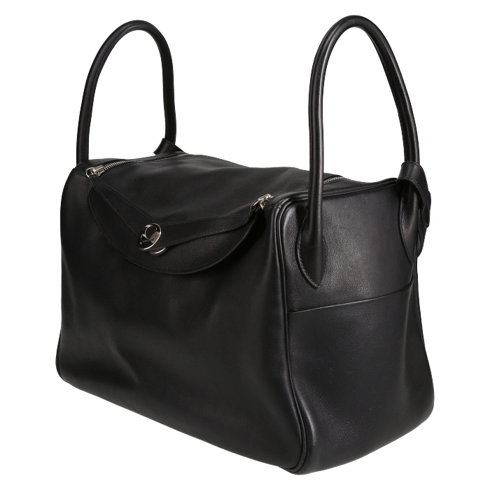 Borsa a spalla Hermès  Lindy 34 cm in swift nero - Detail D3