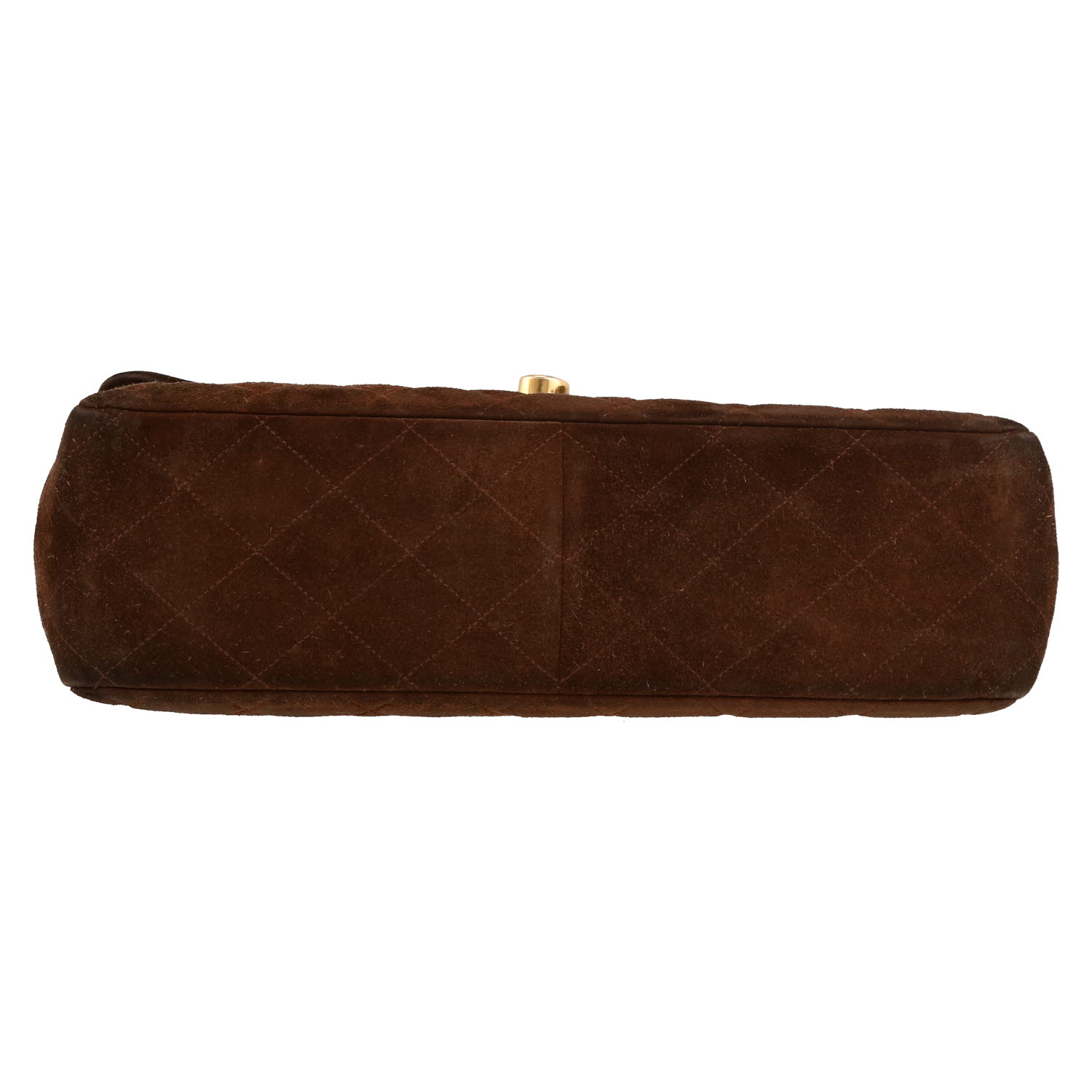 Chanel  Timeless Jumbo shoulder bag  in brown suede - Detail D1