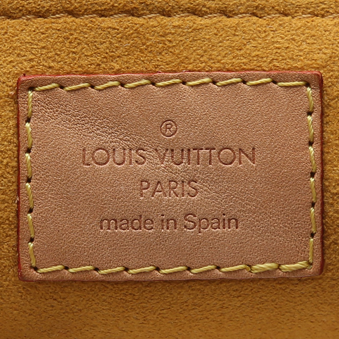 Sac à main Louis Vuitton  Pleaty petit modèle  en toile denim monogrammée bleue et cuir naturel - Detail D3