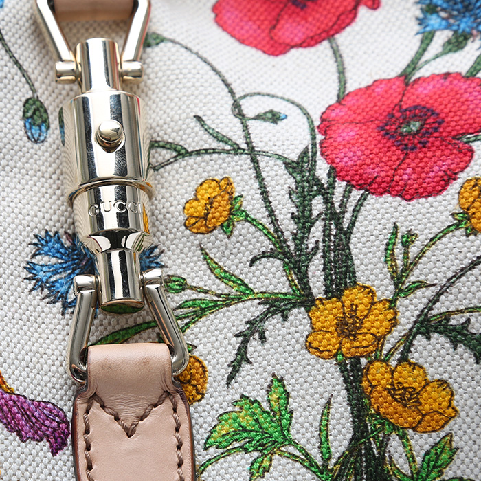 Borsa Gucci  Jackie in tela bianca e pelle beige - Detail D1