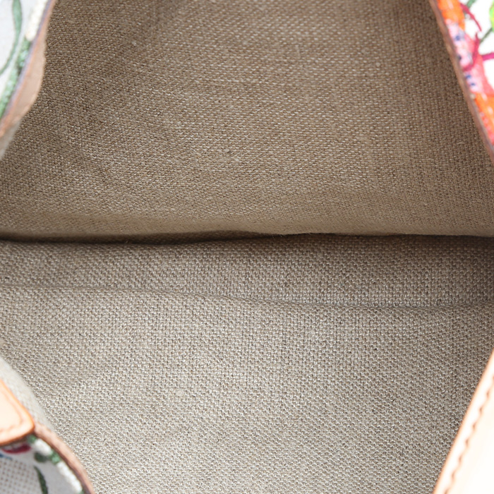 Gucci  Jackie handbag  in white canvas  and beige leather - Detail D2