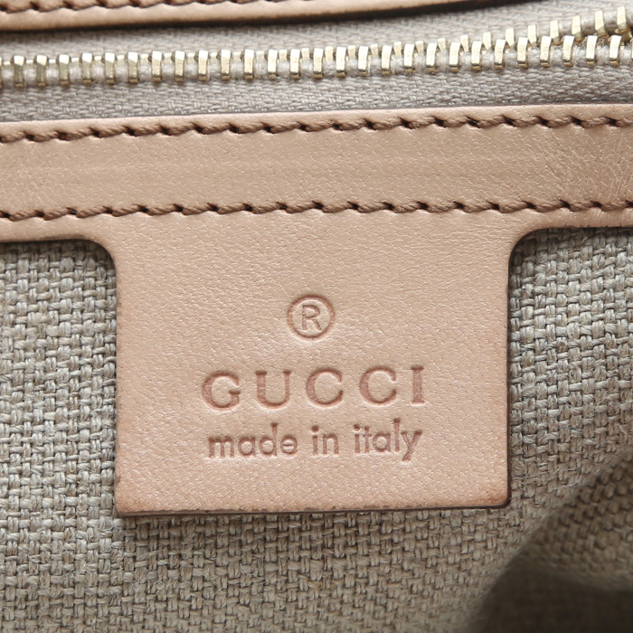 Gucci  Jackie handbag  in white canvas  and beige leather - Detail D3
