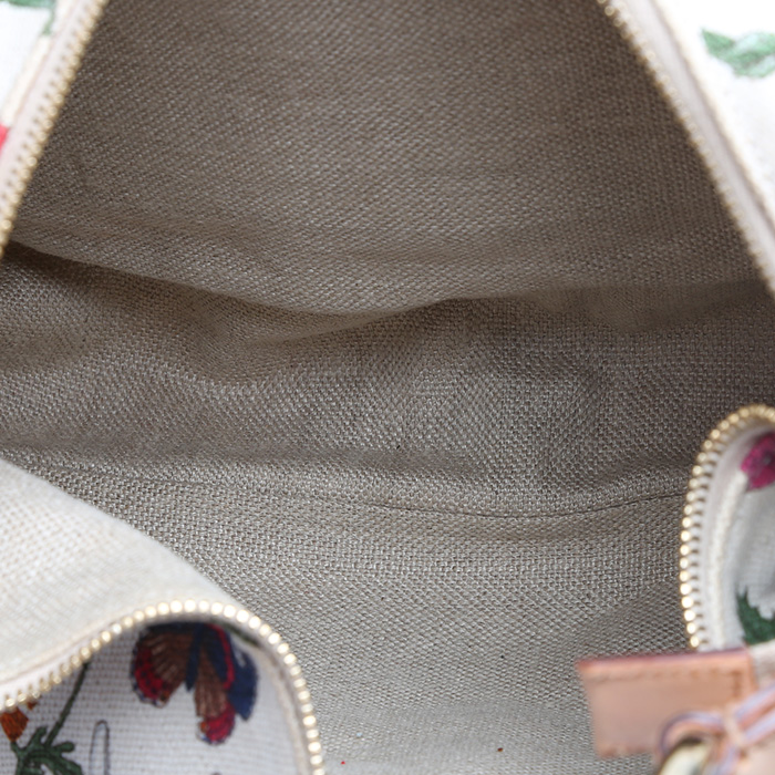 Gucci  Mors handbag  in white canvas  and beige leather - Detail D2