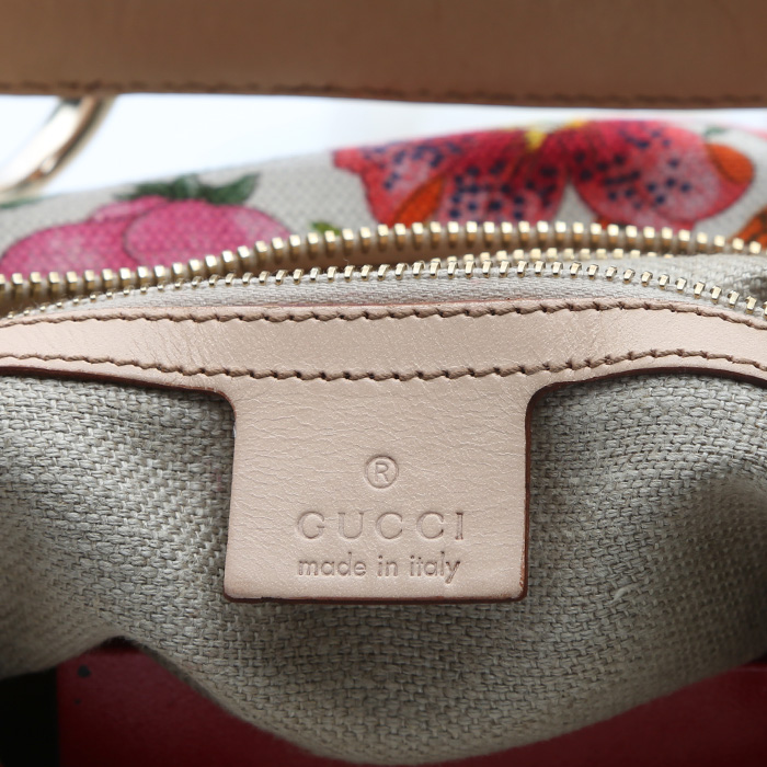 Gucci  Mors handbag  in white canvas  and beige leather - Detail D3