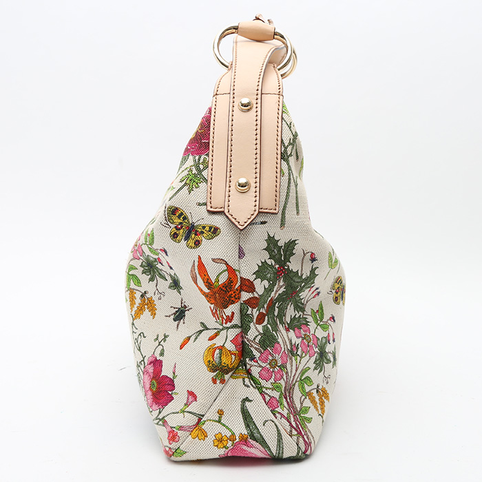 Gucci  Mors handbag  in white canvas  and beige leather - Detail D5