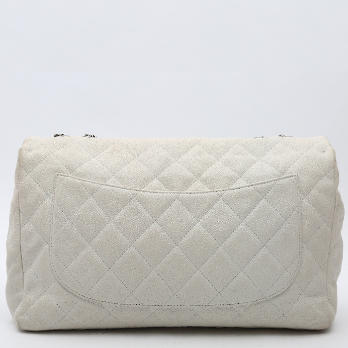 Borsa Chanel  Chanel 2.55 in pelle martellata e trapuntata bianca - Detail D7