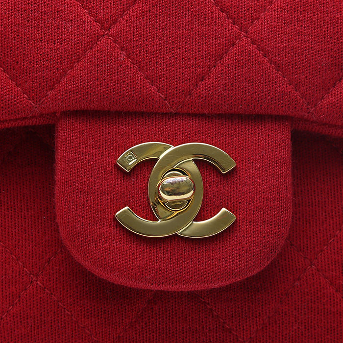 Sac à main Chanel  Timeless en jersey matelassé rouge - Detail D1