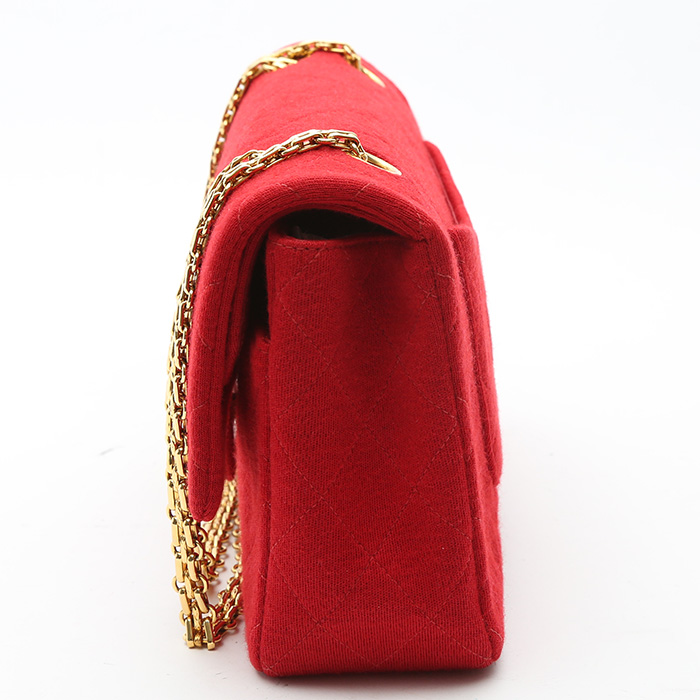 Borsa Chanel  Timeless in jersey trapuntato rosso - Detail D5