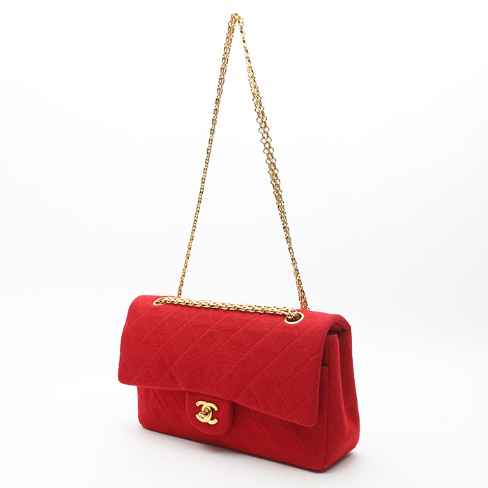 Sac à main Chanel  Timeless en jersey matelassé rouge - Detail D8