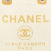Chanel  Deauville shopping bag  in beige canvas  and yellow leather - Detail D1 thumbnail