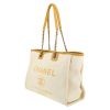 Chanel  Deauville shopping bag  in beige canvas  and yellow leather - Detail D3 thumbnail